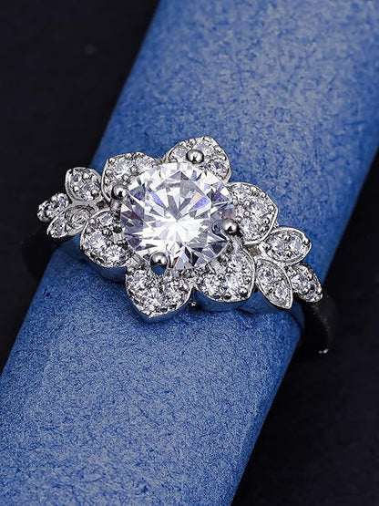 Sterling Silver Cubic Zirconia Finger Ring For Women And Girls