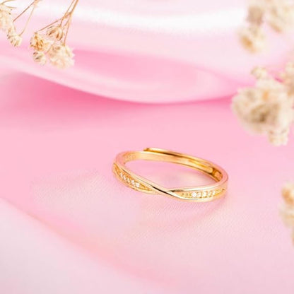 Sterling Silver Gold Plated Studded Ring | Gift for Women & Girls