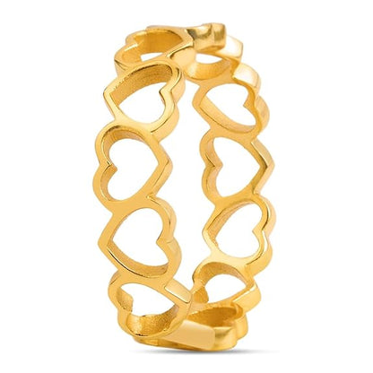 18k Gold Plated Sterling Silver N/A Gold Plated Women's Heart Ring | Gift for Women and Girls