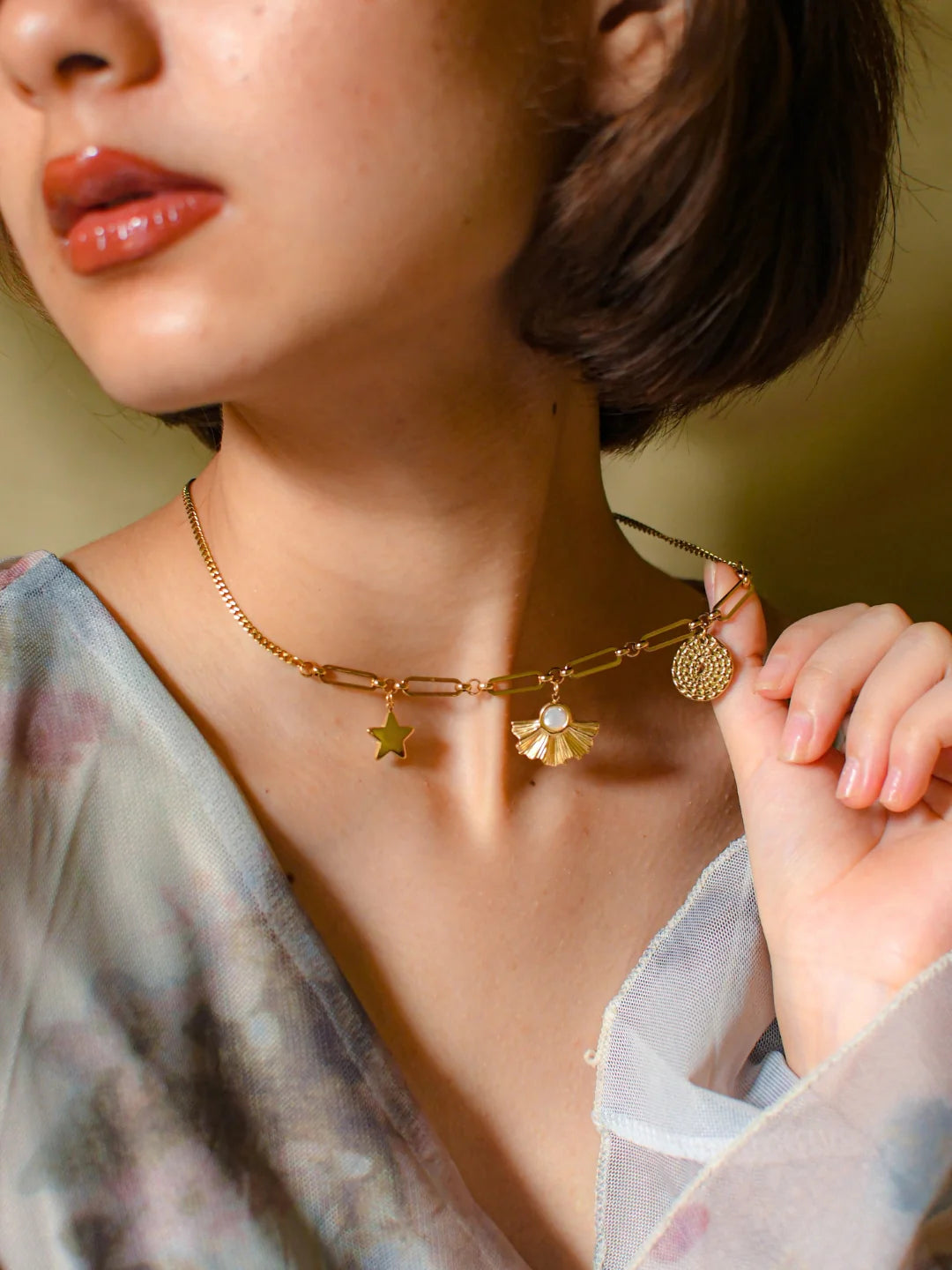 Shell Charms Gold Neckpiece – Anti-Tarnish, Adjustable, Waterproof