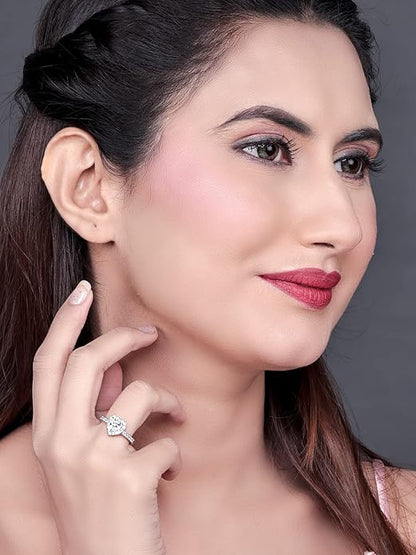 Adorable Sterling Silver Valentine Day Gift Cubic Zirconia Finger Ring For Women And Girls