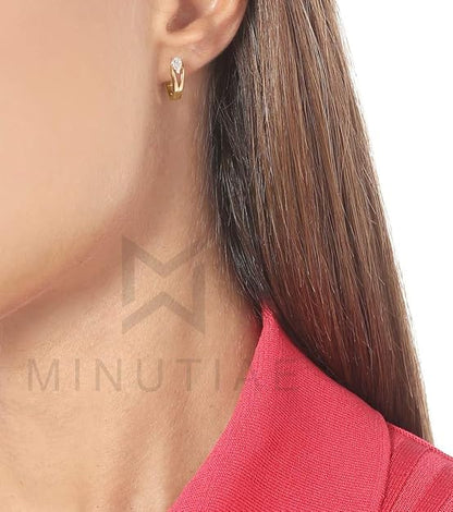 Clip On Hoop Earring With Pear Shape Austrian Cubic Zirconia Diamond For Women And Girls