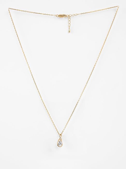 Sterling Silver Ceci Solitaire Pendant Earrings Chain Necklace Jewellery Set | Gold Plated, Swiss Zirconia |Gift for Women and Girls