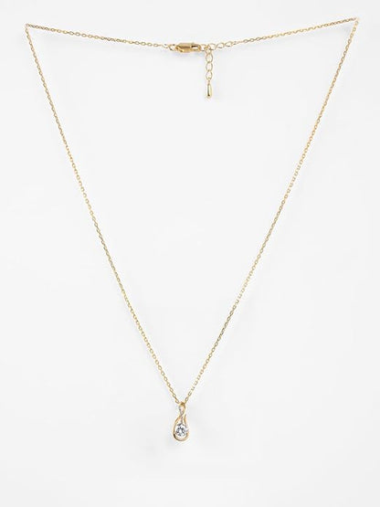 Sterling Silver Ceci Solitaire Pendant Earrings Chain Necklace Jewellery Set | Gold Plated, Swiss Zirconia |Gift for Women and Girls