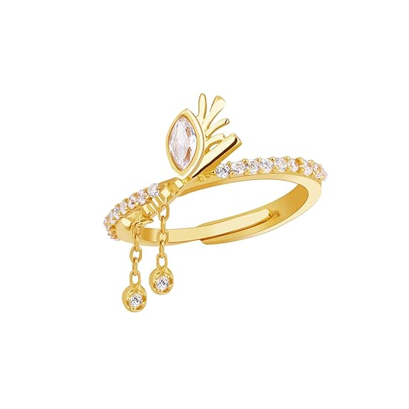 Silver Golden Krishna's Flute and Feather Ring, Adjustable | Gifts for Girlfriend, Gifts for Women and Girls