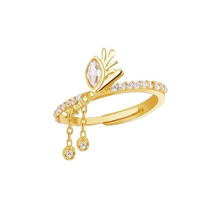 Silver Golden Krishna's Flute and Feather Ring, Adjustable | Gifts for Girlfriend, Gifts for Women and Girls