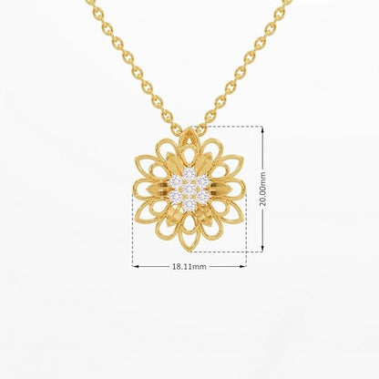 Sterling Silver 18K Gold and Rose Gold Plated Floral Radiance Pendant with Link Chain | Gift for Women and Girls