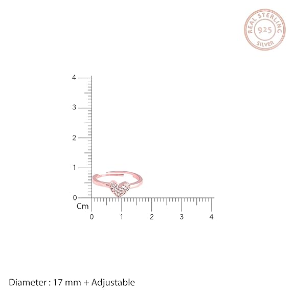 Silver Rose Gold I Heart You Ring, Adjustable | Gifts for Women and Girls