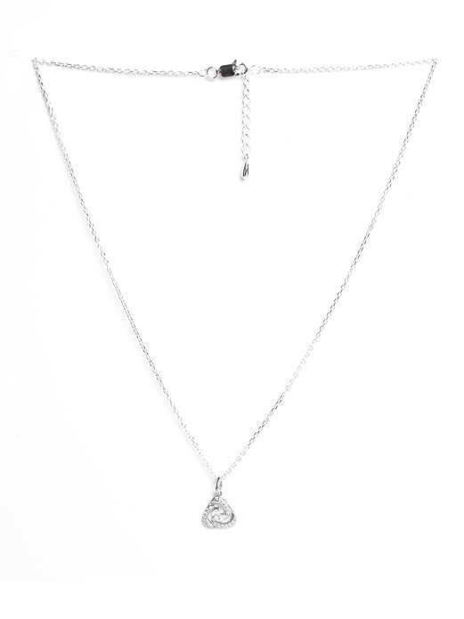 Solitaire Pendant Earrings Chain Necklace Jewellery Set | Platinum Plated, Swiss Zirconia | Gift for Women and Girls