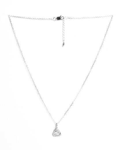 Solitaire Pendant Earrings Chain Necklace Jewellery Set | Platinum Plated, Swiss Zirconia | Gift for Women and Girls