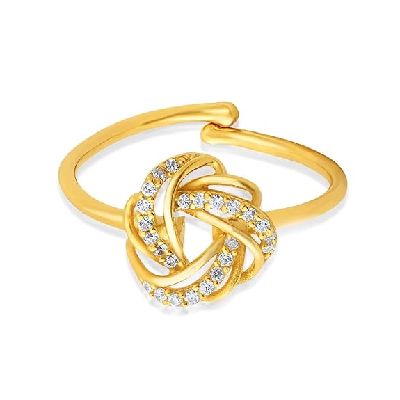 Sterling Silver Modern Ring | Gold Plated Heartfelt Cubic Zirconia Gift Ideas-Women Ring