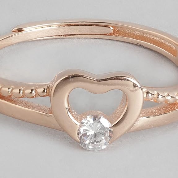 18k Gold Plated Sterling Silver Heart CZ Ring | Gift for Women & Girls