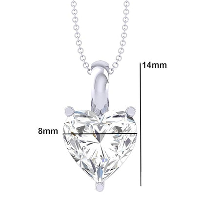 Sterling Silver White Gold Plated Heart Solitaire Pendant Chain Necklace